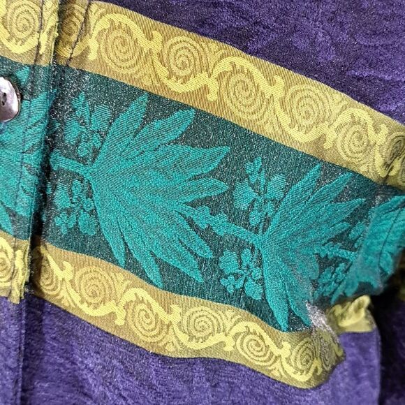 Chico’s Women’s Jacket Turquoise Purple Green Stripe Front Button Size 0 =XS 4/6 - Picture 4 of 11